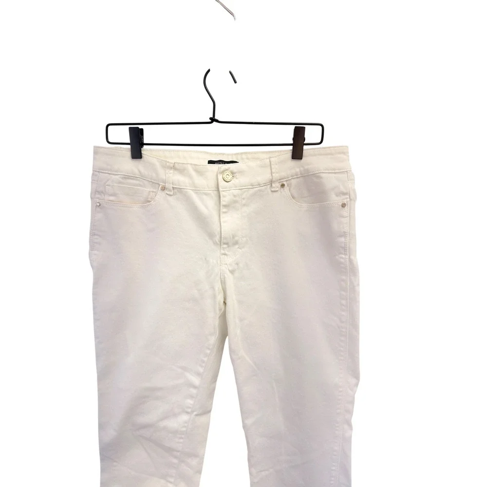 White House Black Market Skimmer White Cropped Denim Jeans Size 10 Mid Rise - Picture 3 of 11